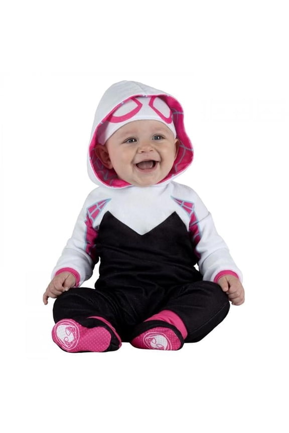 Infant Costume with Non-Slip Booties - Black & Deep Pink - 0-6 Months