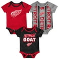 thumbnail image 1 of Infant Detroit Red Wings Loyal Buddies Three-Pack Bodysuit Set, 1 of 4