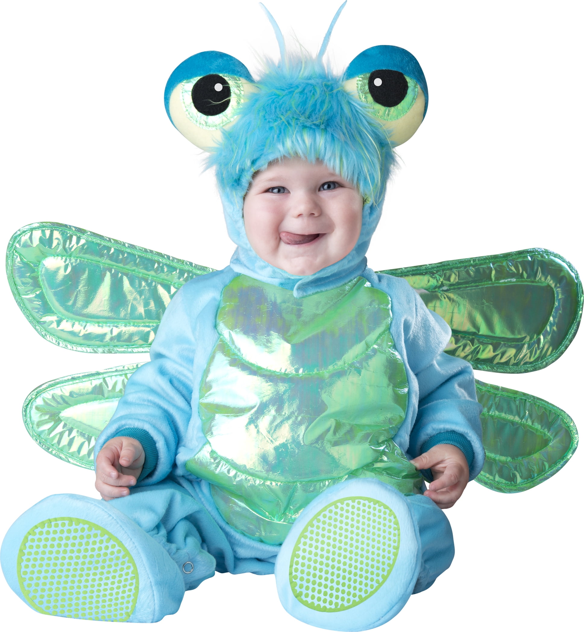 Wild Wings Blue Dragonfly Costume For Infants - Soft Fleece Jumpsuit With Hood & Wings, 12/18 Months