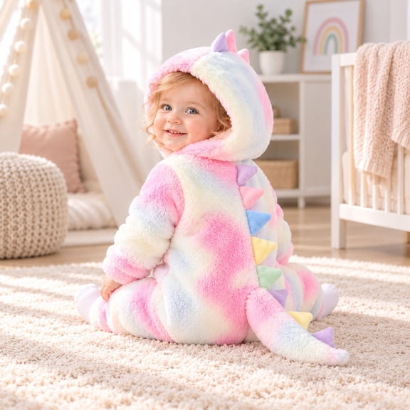 Infant Dinosaur Romper Long Sleeve Hoodie Jumpsuit With Tail For Newborn Boys Girls