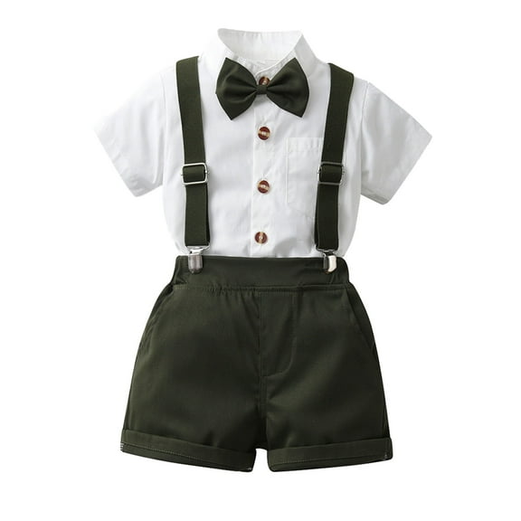 Dress Suit Bowtie Dress Shirt Suspender Pants Toddler Boy Easter Outfit Boys Formal Outfit 6-9 Months
