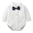 thumbnail image 1 of Dress Suit Bowtie Dress Shirt Vest Pants Toddler Boy Wedding Outfit Kids Suits for Boys 0-3 Months, 1 of 8