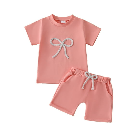Infant Dresses 0-3 Months Baby Girl Romper Dress, Fashion Girls' Casual Short Sleeve Round Neck Collar Botton Solid Short Pants Sets