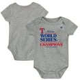 thumbnail image 1 of Infant Fanatics Heather Gray Texas Rangers 2023 World Series Champions Locker Room Bodysuit, 1 of 3
