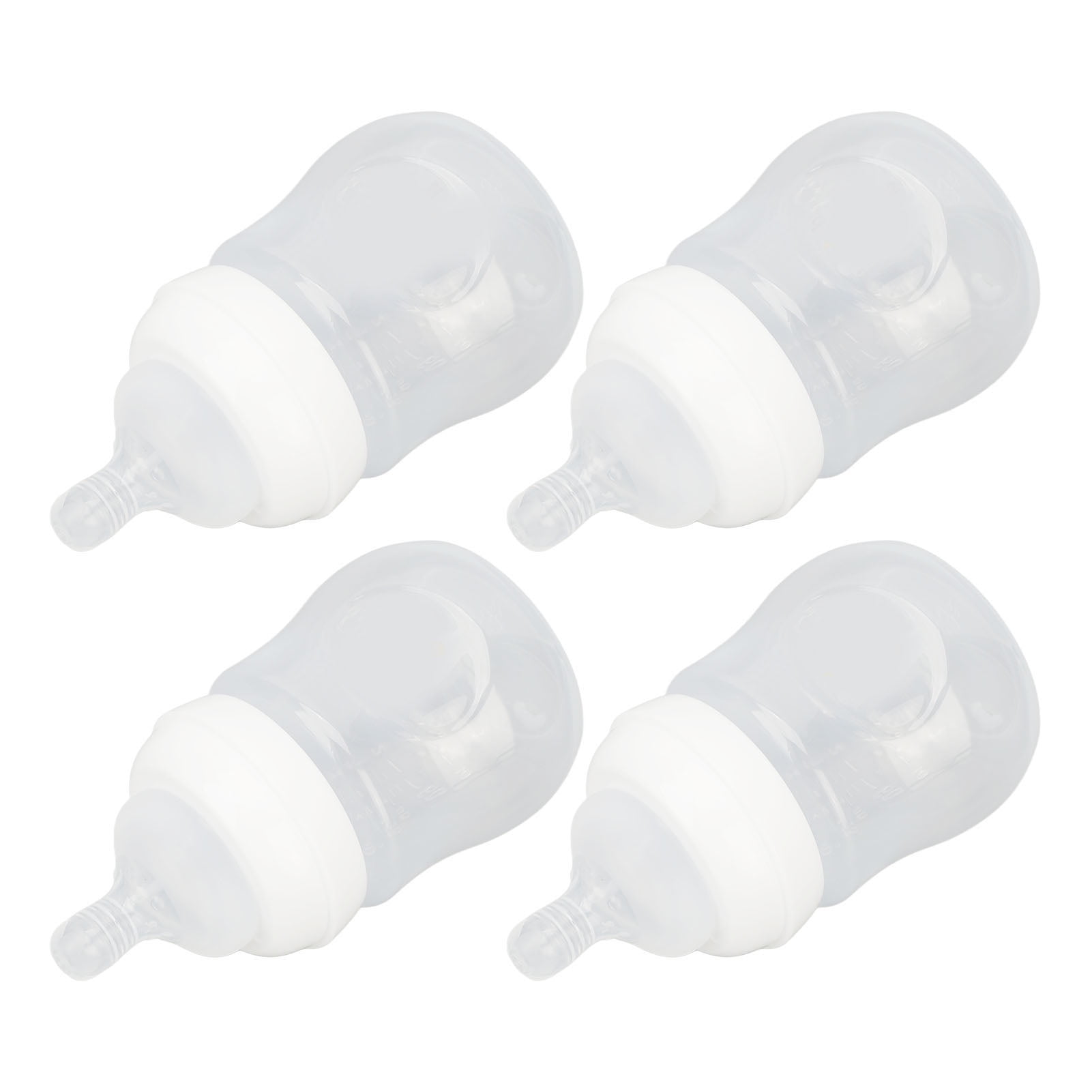 Infant Feed Bottle Set, Elastic Nipple White Infant Bottle Set For
