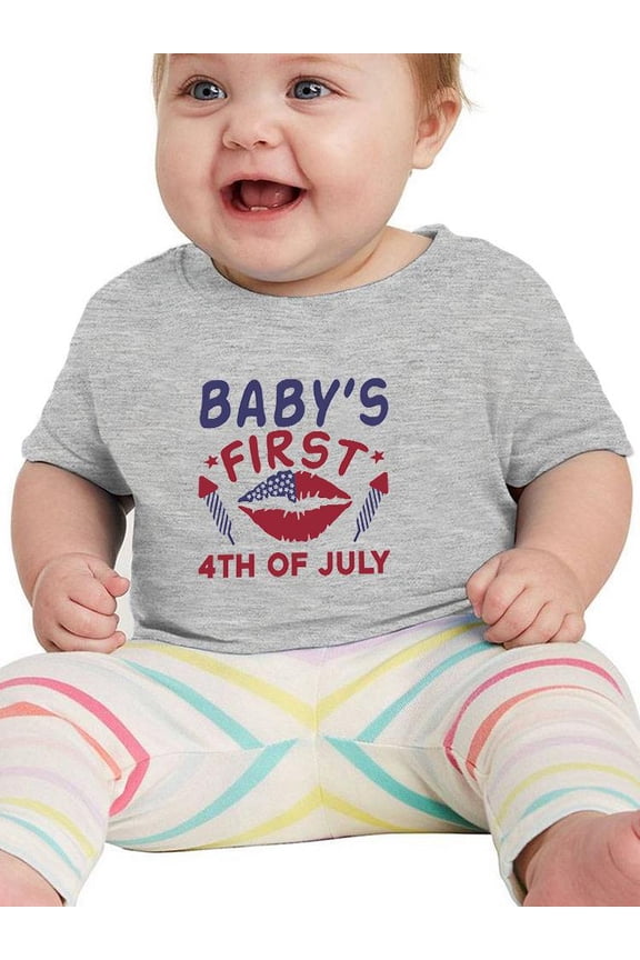 Infant First 4Th Of July Kisses T-Shirt Infant -Image by Shutterstock,  12 Months