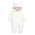 thumbnail image 1 of Baby Girls Jumpsuit White Onesie Baby Long Sleeve Zipper Jumpsuit Romper Bear Ears Hooded Baby Snow Suit Cute Baby Boy Clothes 0-3 Months, 1 of 2