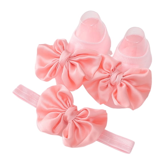 Infant Floor Socks Bowtie Hairband Toddler Anti-Slip Socks Soft Floor Shoes Prewalker Shoes for 0-1Y Baby Accessories