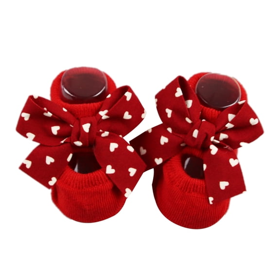 Infant Floor Socks Toddler Winter Anti-Skid Socks Cotton Floor Shoes Red Socks for 0-1Year Uniform Outfit Accs