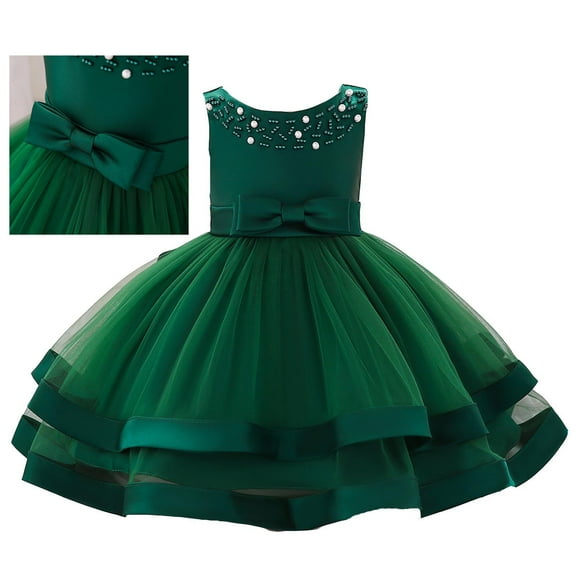 Flower Girl Dress Dark Green Ruffle Tulle Dresses for Girls Girls Party Dress Little Girl Dresses 6-12 M