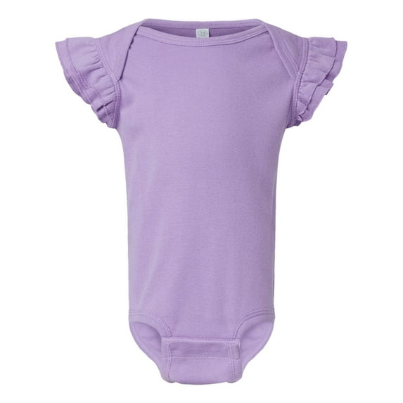 Infant Flutter Sleeve Baby Rib Bodysuit, Lavender , 12M