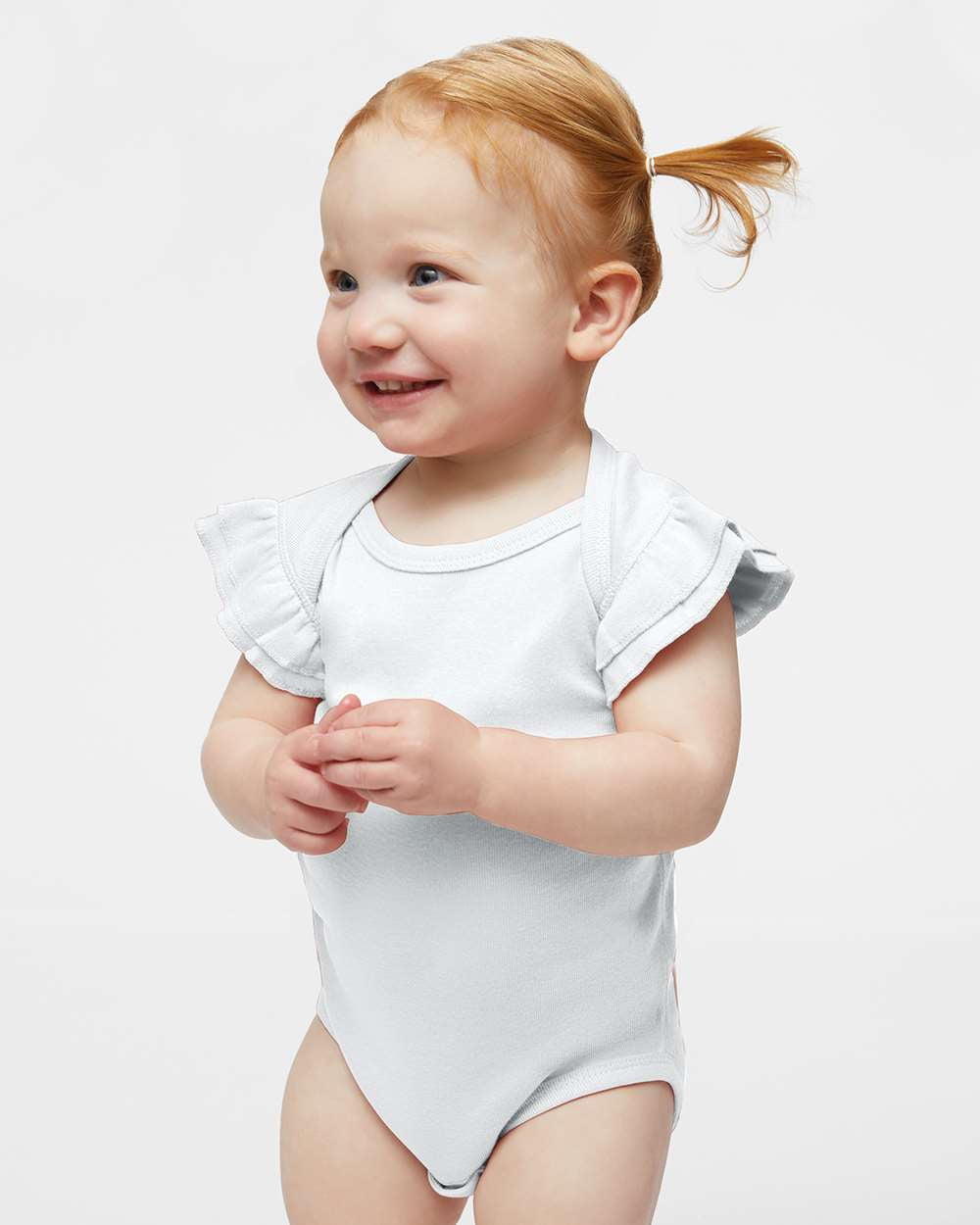 Infant Flutter Sleeve Baby Rib Bodysuit, White 18M Walmart