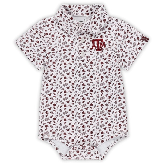 Infant Garb Maroon Texas A&M Aggies Tom Allover Print Performance Polo Bodysuit