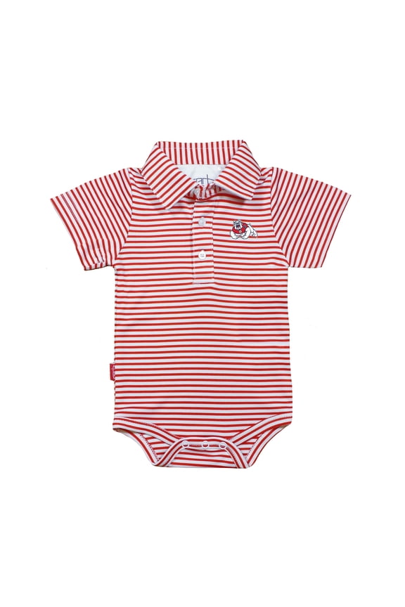Infant Garb Red/White Fresno State Bulldogs Carson Polo Bodysuit