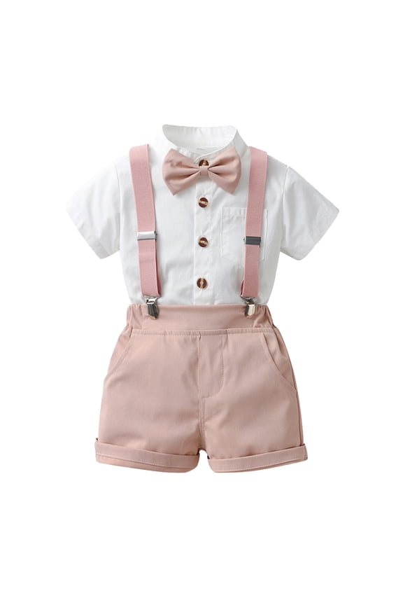 Gentleman Wedding Outfit Formal Dress Shirt Suspenders Pants Baby Boys' Christening Clothing 1st Birthday Outfit Boy 6-9 Months