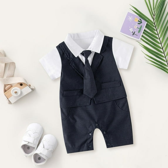 Gentleman Wedding Outfits Bowtie Dress Shirt Vest Pants Boy First Birthday Outfit Baby Boy Outfits 9-12 Months