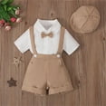 thumbnail image 1 of Gentleman Wedding Outfits Collared Dress Shirt Suspenders Pants Boy First Birthday Outfit Boy Clothes 6-12 Months, 1 of 8