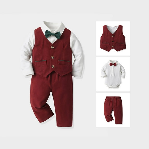 Gentleman Wedding Outfits Formal Dress Shirt Vest Pants Children's Day Outfit Boy Toddler Boy Outfit 6-9 Months
