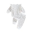 thumbnail image 1 of Infant Girl 2Pcs Autumn Clothes Flower Print Long Sleeve Ruffled Tops Elastic Waist Pants Casual Outfit, 1 of 8