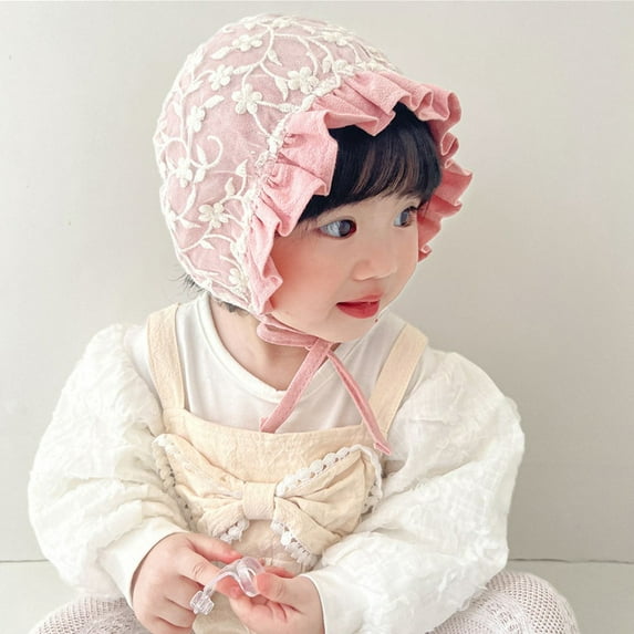 Infant Girl Cute Hat Lace Earflaps Baby Girls Soft Warm Princess Retro Bowknt Hat Against The Cold