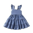 thumbnail image 1 of Girl Dresses Ruffled Sleeve A-Line Tiered Swing Casual Light Blue Dresses For Girls Toddler Birthday Dress Girls Fancy Dress, 1 of 9