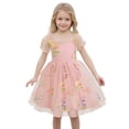 thumbnail image 1 of Girl Dress Short Sleeve Tiered Swing A-Line Cute Pink Dress For Girls Birthday Dress Fancy Dress, 1 of 9