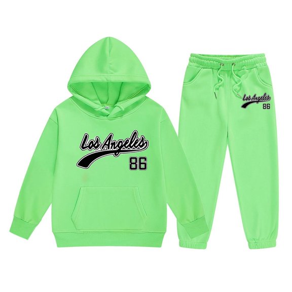Girl Outfits Teen Kids Fall Winter Tracksuit Vintage Letter Print Long Sleeve Hoodie and Joggers Pants 2 Piece Set Sweatsuit Boy Outfits Green 12 Years-13 Years