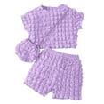 thumbnail image 1 of Girl Outfits Toddler Baby Girls Summer Solid Round Neck Sleeve Top Shorts Bag 3 Piece Set Casual Playwear Toddler Girl Outfits Purple 8 Years-9 Years, 1 of 7