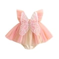 thumbnail image 1 of Infant Girl Rompers Dress 3M 6M 12M 18M 24M Embroidery Butterfly Wing Fly Sleeve Rainbow Color Tulle Skirt Jumpsuits Clothing, 1 of 10