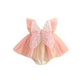 thumbnail image 1 of Infant Girl Rompers Dress Embroidery Butterfly Wing Fly Sleeve Rainbow Color Tulle Skirt Hem Jumpsuits Clothes Baby Bodysuits, 1 of 9