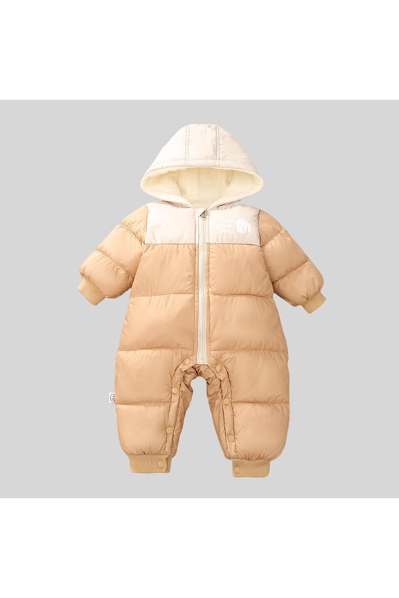 Infant Girl Snowsuit Zipper Hooded Jumpsuit Romper Baby Warm Clothes Windproof Jumpsuits 0-3 Months Old Boy Clothes
