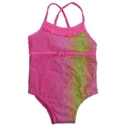 Infant Girls 1 Pc Pink & Orange Leopard Print Swim Suit Swimming & Bathing 18m