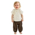 thumbnail image 1 of Infant Girls 2-Piece Summer Outfit Set Cute Printed Ruffled Short Sleeved Top and Soft Pants Kids Clothes Size 9-12 Months, 1 of 5