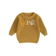 thumbnail image 1 of Infant Girls Autumn Sweater, Flower Letter Pattern Long Sleeve Round Neck Knitwear Pullover, 1 of 8