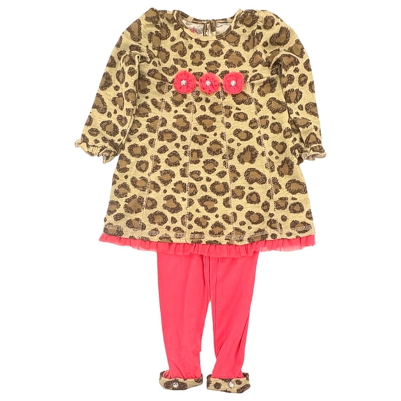 Infant Girls Leopard Print Flower Top & Leggings Pants Outfit Set 24 Mo