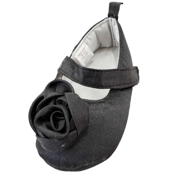 Infant Girls Black Flower Loafer Baby Shoes Mary Janes 3 (9-12M)