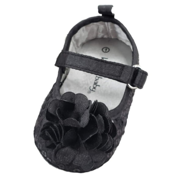 Infant Girls Black Flower Sequin Sparkle Ballet Flats Baby Shoes 1