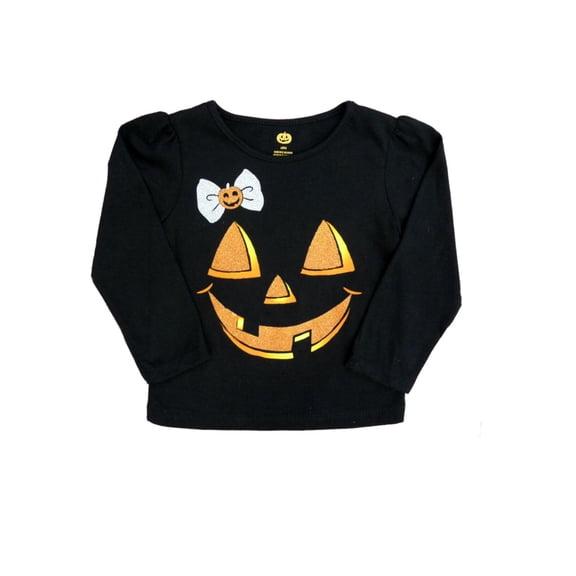 Infant Girls Black Jack-O-Lantern Halloween Shirt Pumpkin T-Shirt 12m