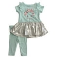 thumbnail image 1 of Infant Girls Blue Bunny Rabbit Baby Outfit Ruffle Metallic Shirt & Pants 3-6m, 1 of 1