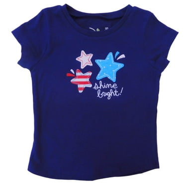 Infant Girls Blue Patriotic 4th of July T-Shirt  Shooting Stars Tee Shirt 12m