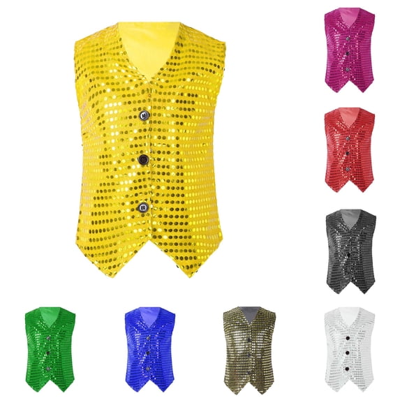 Girls Boys Casual Sequin Glitter Party Carnival Gown Sleeveless Vest Top Polyester Top 6-12 Months