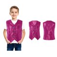 thumbnail image 1 of Girls Boys Glitter Sequin Vest Sleeveless Button Down Waistcoat Tops for Latin Jazz Hi Hop Stage Performance 6-12 Months, 1 of 5