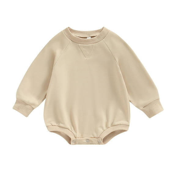 Infant Girls Boys Romper Sweatshirts Solid Color Long Sleeve Crew Neck Jumpsuits 6 12 18 24M Autumn Winter Baby Bodysuits