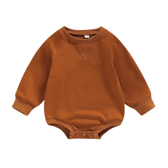 Infant Girls Boys Romper Sweatshirts Solid Color Long Sleeve Crew Neck Jumpsuits 6 12 18 24M Autumn Winter Baby Bodysuits