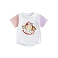 thumbnail image 1 of Infant Girls Boys Romper Tops, Summer Short Sleeve Round Neck Letters Print Short Jumpsuit, 1 of 7
