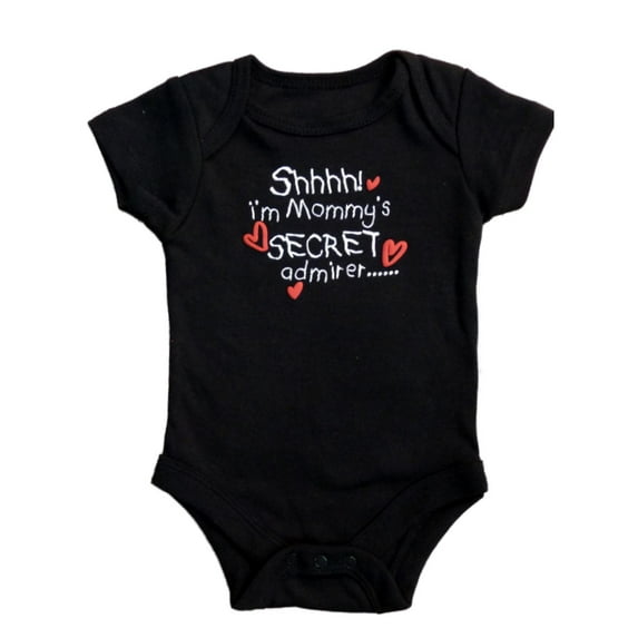 Infant Girls & Boys Shhhh I'm Mommy's Secret Admirer Creeper Black Bodysuit 3-6m