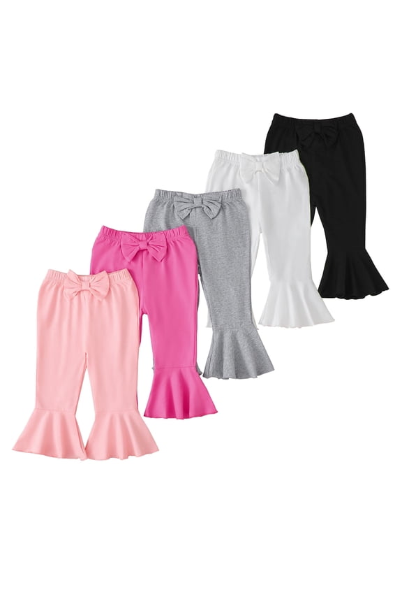 Infant Girls Clothes Baby Girl Pants Toddler Leggings 5 Pack Flare Baby Pants 6 9 12 18 24 Months 2T 3T Bell-bottoms for Girls Multicolor