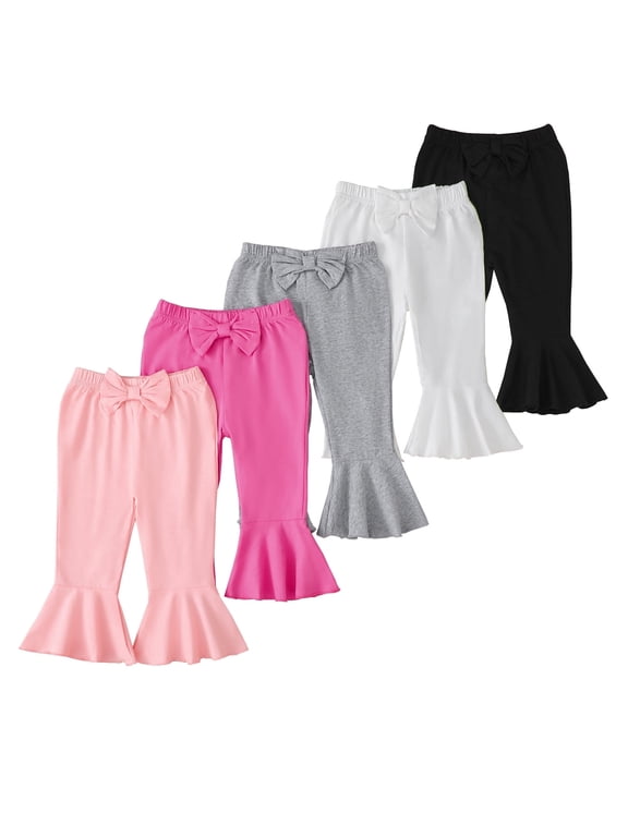 Infant Girls Clothes Baby Girl Pants Toddler Leggings 5 Pack Flare Baby Pants 6 9 12 18 24 Months 2T 3T Bell-bottoms for Girls Multicolor
