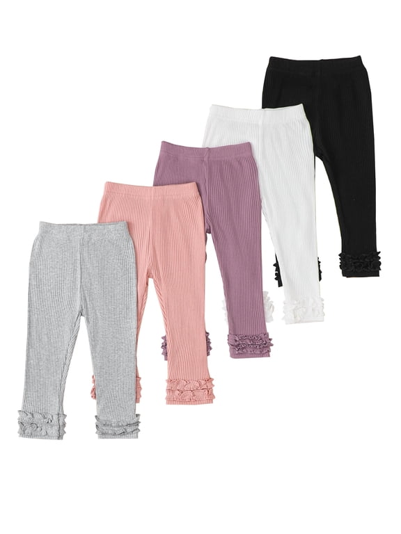 Infant Girls Clothes Baby Pants 5-Pack Leggings Toddler Casual Pants 6 9 12 18 24 Months 2T 3T Solid Color Pants Gray