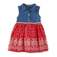 thumbnail image 1 of Infant Girls Denim & Red Floral Print Baby Dress Sundress 6-9 Months, 1 of 1